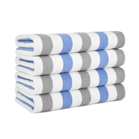 Monarch Brands Cabo Cabana Towels - Grey/Navy, 4PK PNP-CABOCABANA-GY/NV